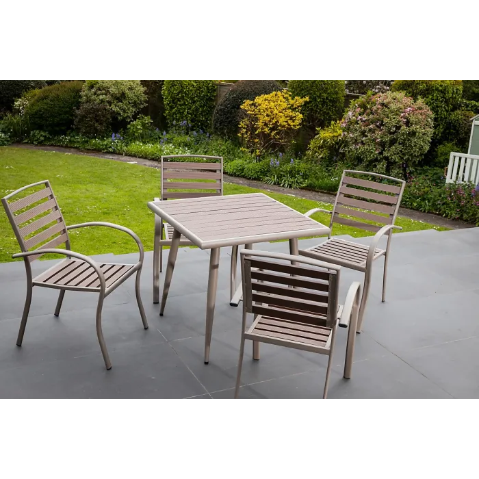 Delamere 80x80cm Outdoor Patio Table and 4 Chairs Dining Set - Seat Cushions Included