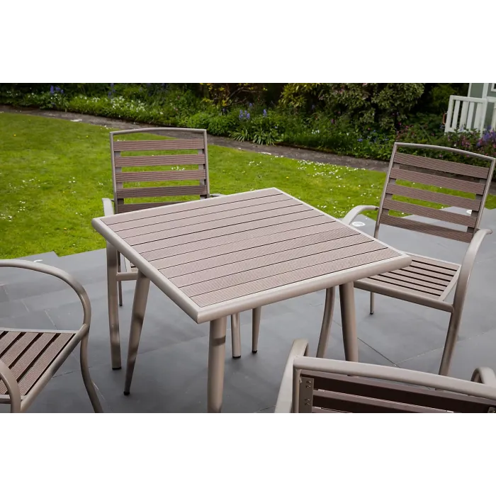 Delamere 80x80cm Outdoor Patio Table and 4 Chairs Dining Set - Seat Cushions Included