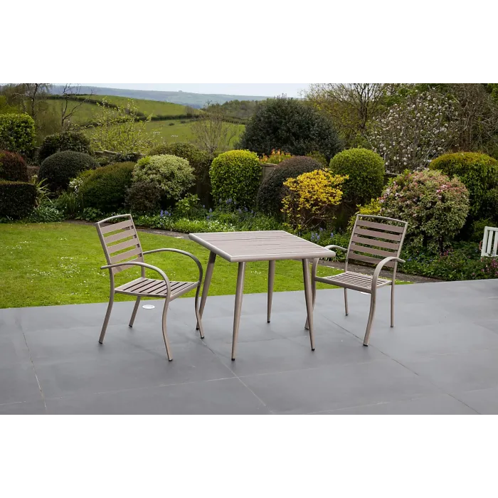 Delamere 80x80cm Outdoor Patio Table and 4 Chairs Dining Set - Seat Cushions Included