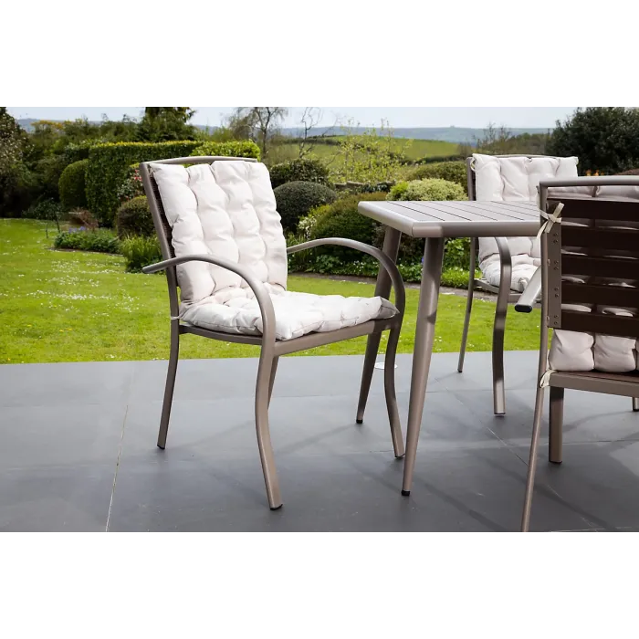 Delamere 80x80cm Outdoor Patio Table and 4 Chairs Dining Set - Seat Cushions Included