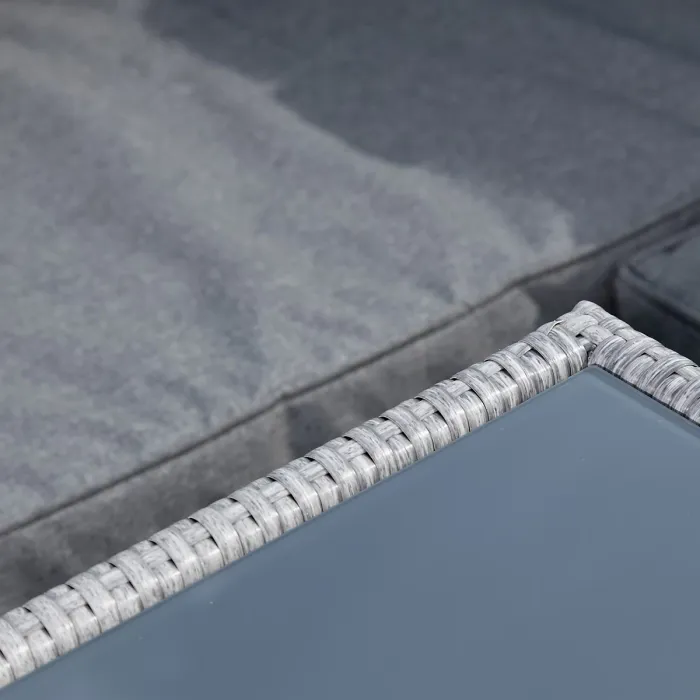 Piana Grey Outdoor Rattan Corner Sofa with Table and Bench