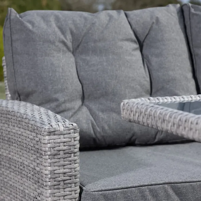 Piana Grey Outdoor Rattan Corner Sofa with Table and Bench