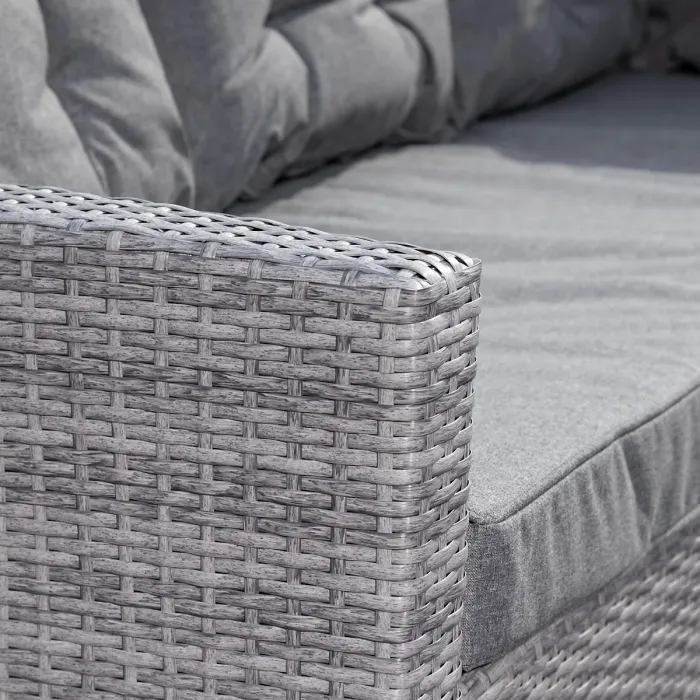 Piana Grey Outdoor Rattan Corner Sofa with Table and Bench