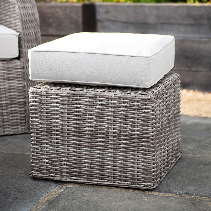 Primrose Living Luxury Rattan 5 Seater Modular Garden Furniture Sofa Set with Open Coffee Table and Footstools in Stone