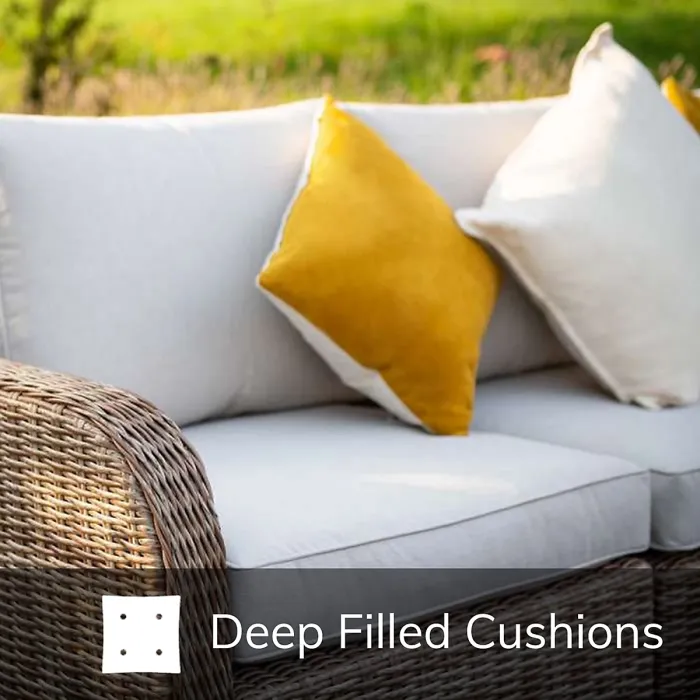 Primrose Living Luxury Rattan 8 Seater Modular Garden Furniture Sofa Set with Coffee Table and Footstools in Stone