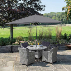 Primrose Living Luxury Rattan 4 Seater Circular Garden Furniture Dining Set in Pebble