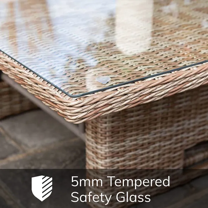 Primrose Living Luxury Rattan 4 Seater Circular Garden Furniture Dining Set in Pebble