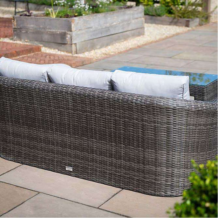 Primrose Living Classic Rattan 5 Seater Garden Furniture Sofa Set with Coffee Table and Footstools in Stone