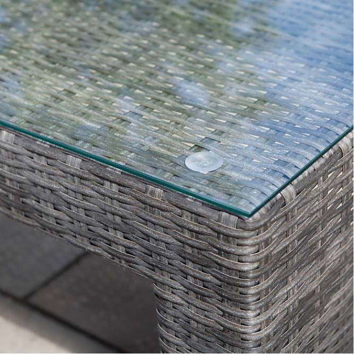 Primrose Living Classic Rattan 5 Seater Garden Furniture Sofa Set with Coffee Table and Footstools in Stone