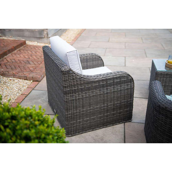 Primrose Living Classic Rattan 4 Seater Garden Furniture Sofa Set with Coffee Table in Stone