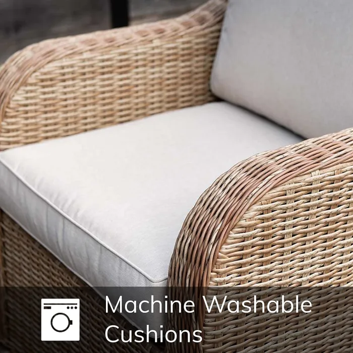 Primrose Living Classic Rattan 8 Seater Garden Furniture Sofa Set with Rectangular Rising Table and Parasol in Stone