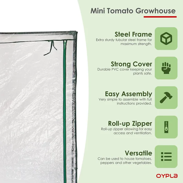 Oypla Growbag Tomato Growhouse Garden Greenhouse with PVC Cover - 150x100x50cm