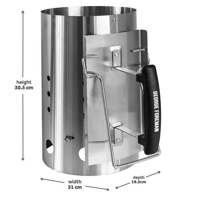 George Foreman Chimney BBQ Starter Quick-Fire Large Stainless Steel GFCMS19