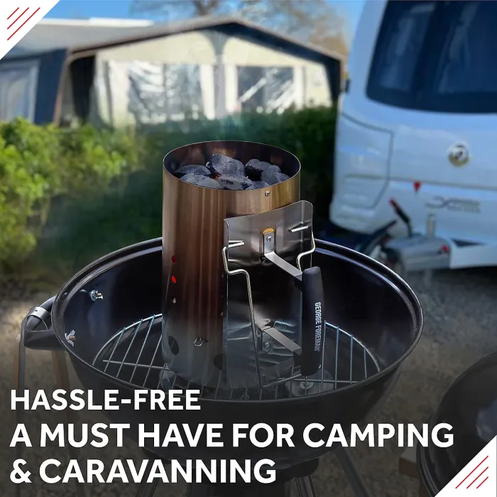 George Foreman Chimney BBQ Starter Quick-Fire Large Stainless Steel GFCMS19