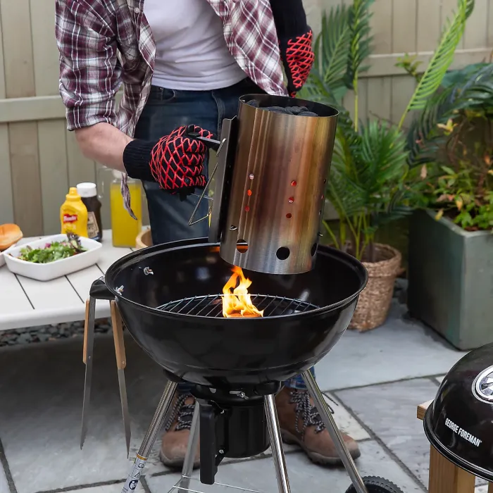 George Foreman Chimney BBQ Starter Quick-Fire Large Stainless Steel GFCMS19