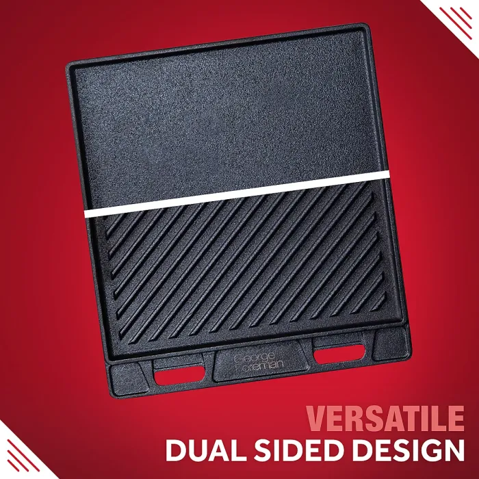 George Foreman Griddle Plate Dual Sided Smooth Portable Grill Pan BBQ GFDSGP01