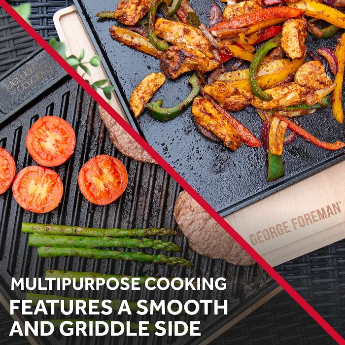 George Foreman Griddle Plate Dual Sided Smooth Portable Grill Pan BBQ GFDSGP01