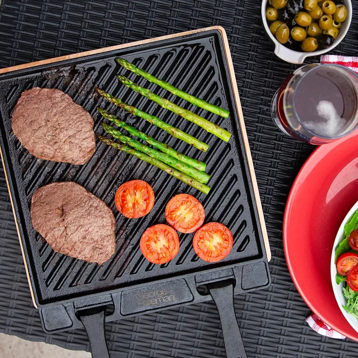 George Foreman Griddle Plate Dual Sided Smooth Portable Grill Pan BBQ GFDSGP01