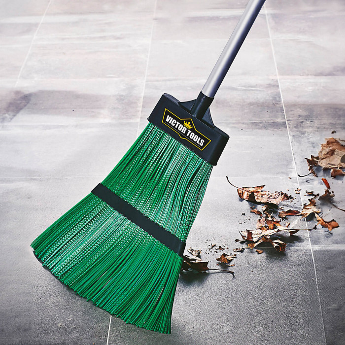 Telescopic Garden Broom with Hard Bristles, Heavy Duty Outdoor Brush, Washable PVC Head, 89-127cm