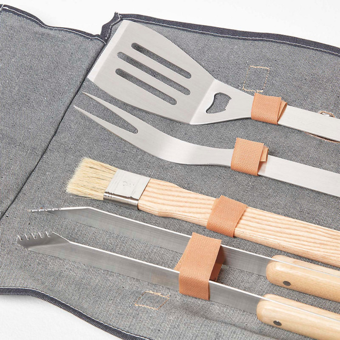 Homescapes BBQ Tool Set in Denim Case