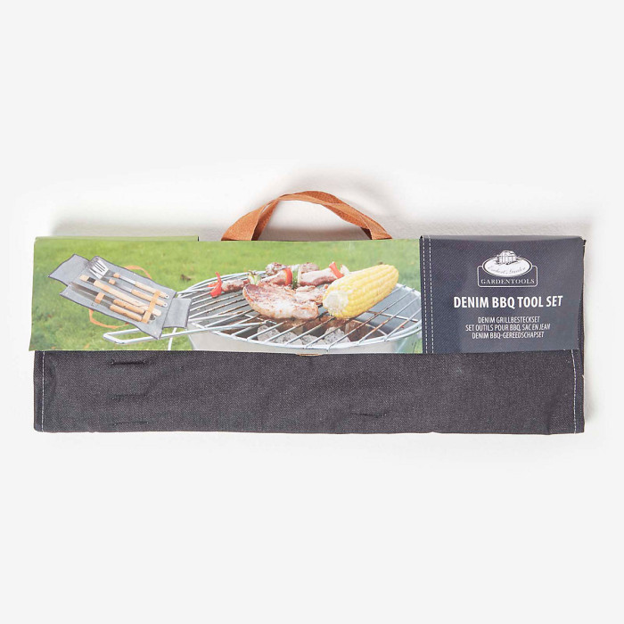 Homescapes BBQ Tool Set in Denim Case