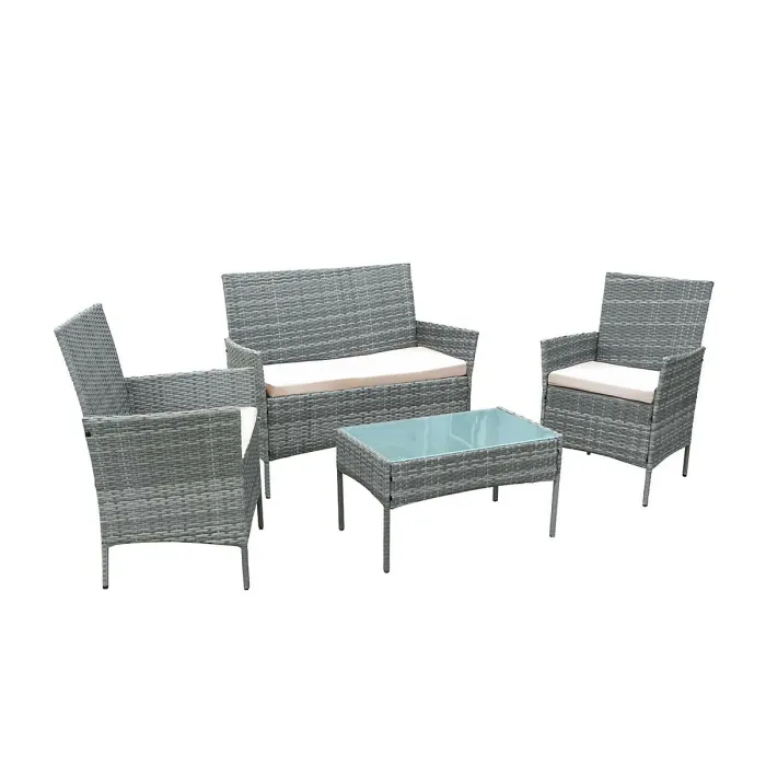 Neo Grey 4 Piece Rattan Outdoor Furniture Garden Sofa Set