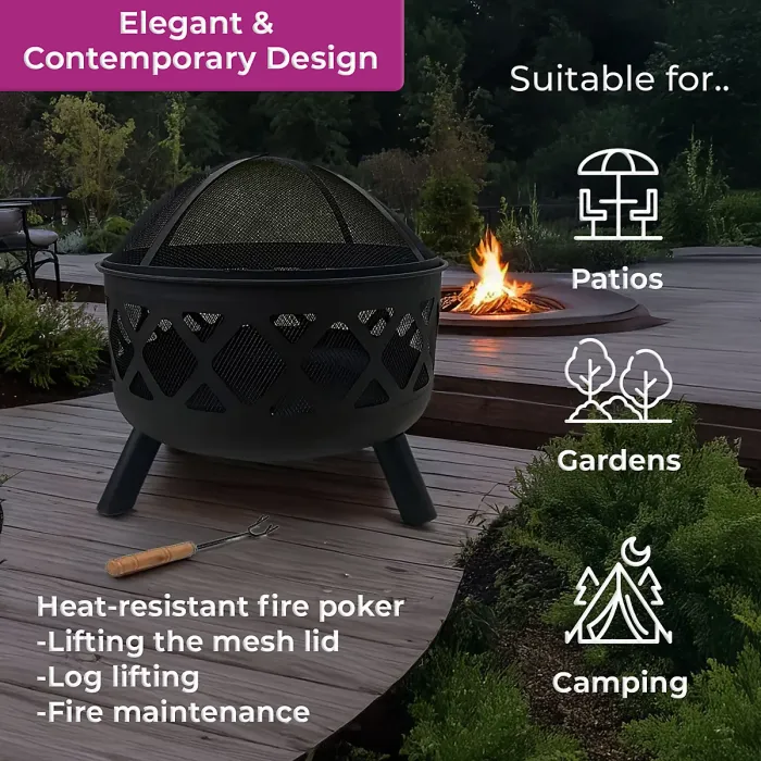 Neo Black Heater Fire Pit Bowl