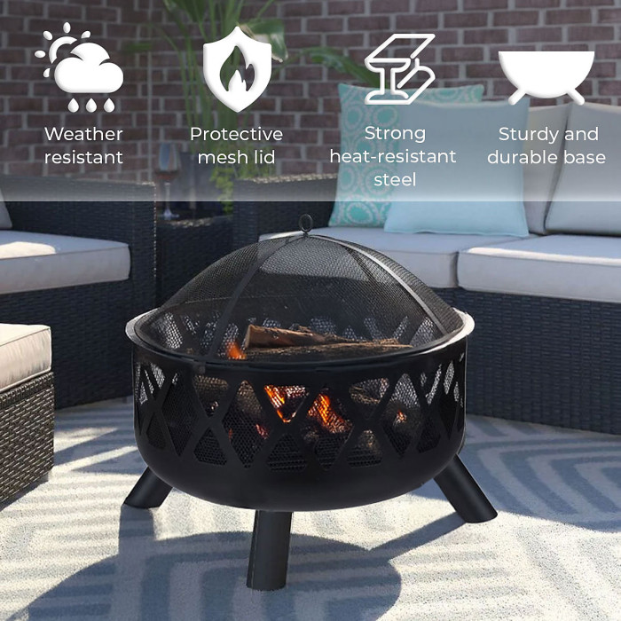 Neo Black Heater Fire Pit Bowl