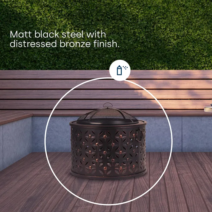 LIVIVO Rombo 2-in-1 Fire Pit, Outdoor BBQ & Firepit Combo