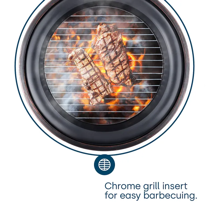 LIVIVO Rombo 2-in-1 Fire Pit, Outdoor BBQ & Firepit Combo