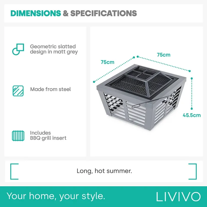 LIVIVO Veneziano Steel Fire Pit & Grill