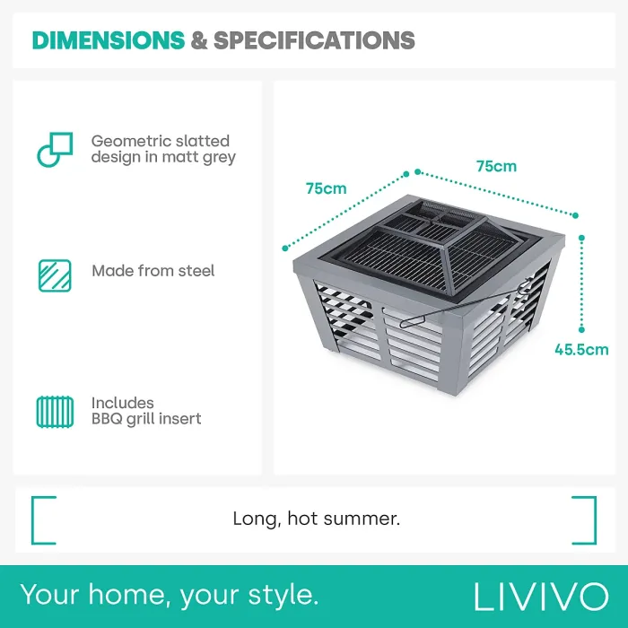 LIVIVO Veneziano Steel Fire Pit & Grill