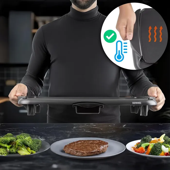 Duronic Teppanyaki Grill Plate GP20, Large Non-Stick Griddle, Countertop Electric Pan, 52x27cm Indoor BBQ, Adjustable Temperature
