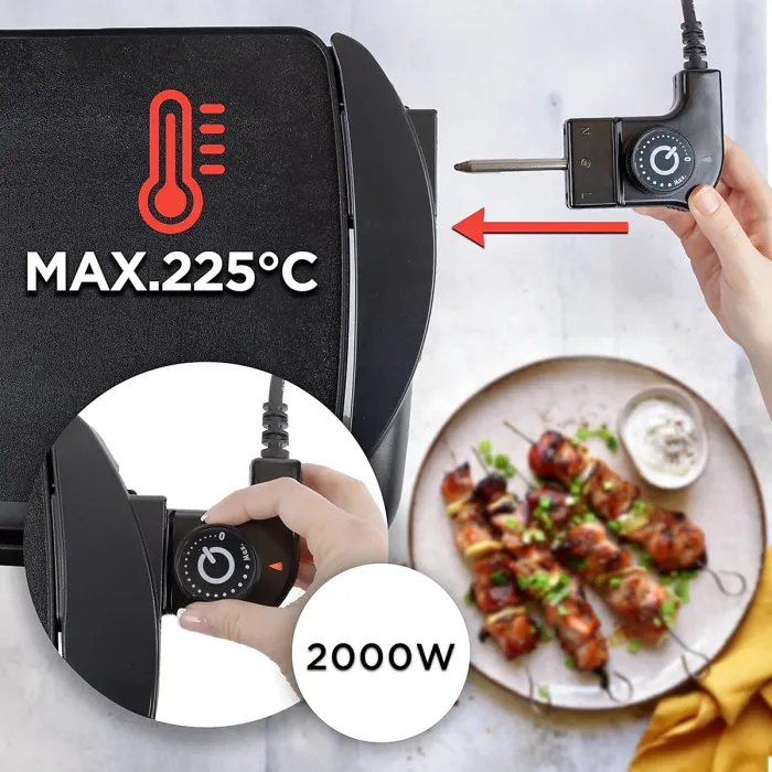 Duronic Teppanyaki Grill Plate GP20, Large Non-Stick Griddle, Countertop Electric Pan, 52x27cm Indoor BBQ, Adjustable Temperature