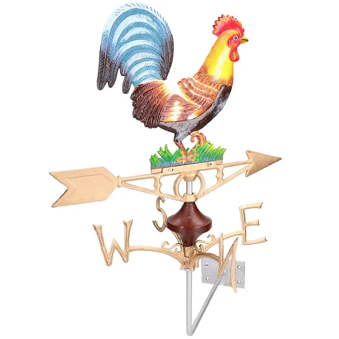 Cockerel Chicken Hen Weather Vane Vain Wall Mount Gold House Roof Cast Iron