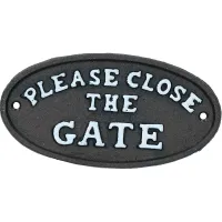 Please Close The Gate Black Cast Iron Sign Plaque Door Wall House Gate Garden