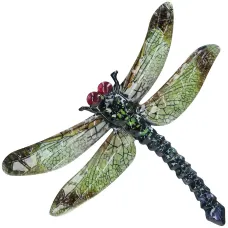 Green Metal Dragonfly Garden/Home Wall Art Ornament 35x28cm Inddor/Outdoor