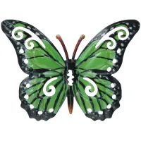 Small Green Metal Butterfly Garden/Home Wall Art Ornament 11x8.5cm