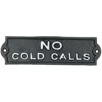 No Cold Calls Cast Iron Sign Plaque Door Wall House Home Gate Garden Post