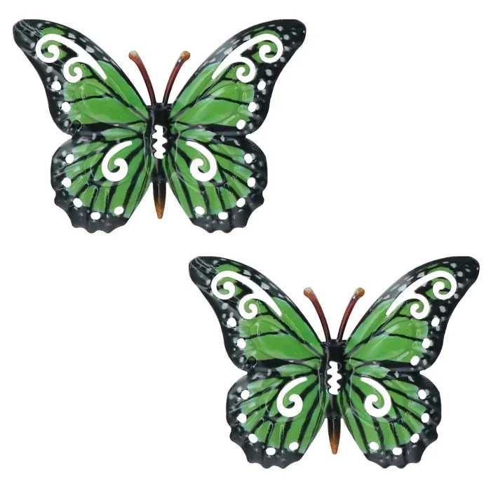 2pk Small Green Metal Butterfly Garden/Home Wall Art Ornament 11x8.5cm 2pk Small Green Metal Butterfly Garden/Home Wall Art Ornament 11x8.5cm