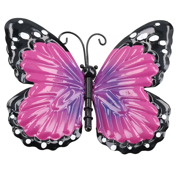 Small 3D Purple Metal Butterfly Garden/Home Wall Art Ornament 7x12x14cm