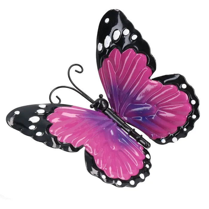 Small 3D Purple Metal Butterfly Garden/Home Wall Art Ornament 7x12x14cm
