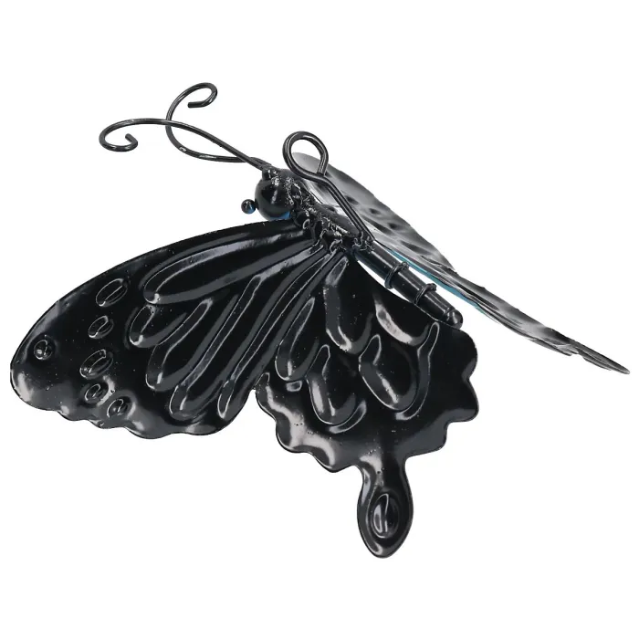 Small 3D Blue Metal Butterfly Garden/Home Wall Art Ornament 7x12x14cm