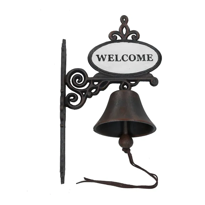 Welcome Bell Cast Iron Sign Door Wall Fence Gate House Doorway Entry Garden