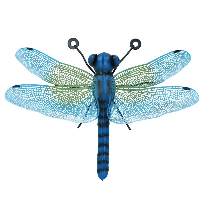 Small Metal Blue Dragonfly Garden/Home Wall Art Ornament Gift 7x22x31cm