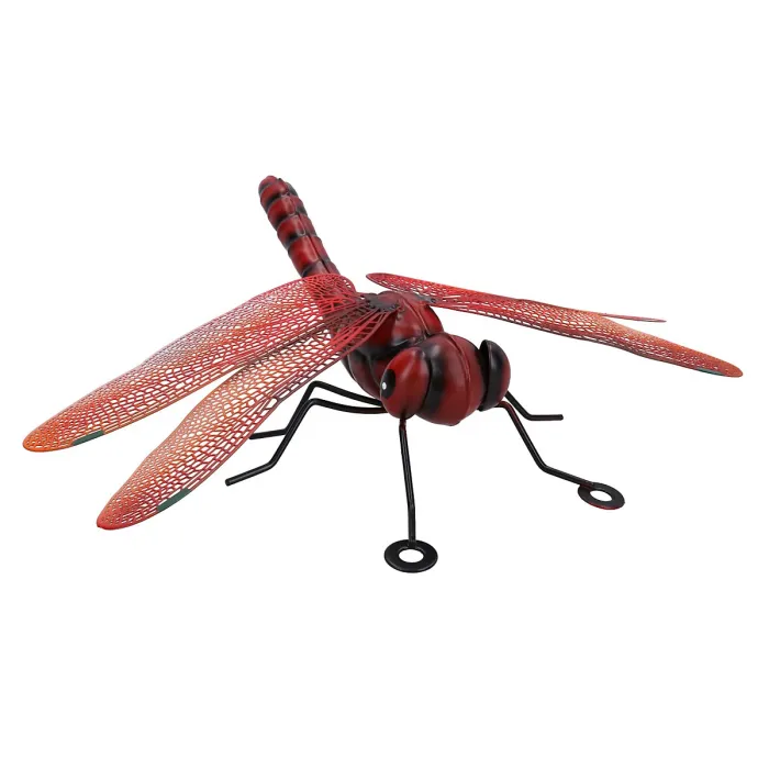 Small Metal Red Dragonfly Garden/Home Wall Art Ornament Gift 7x22x31cm