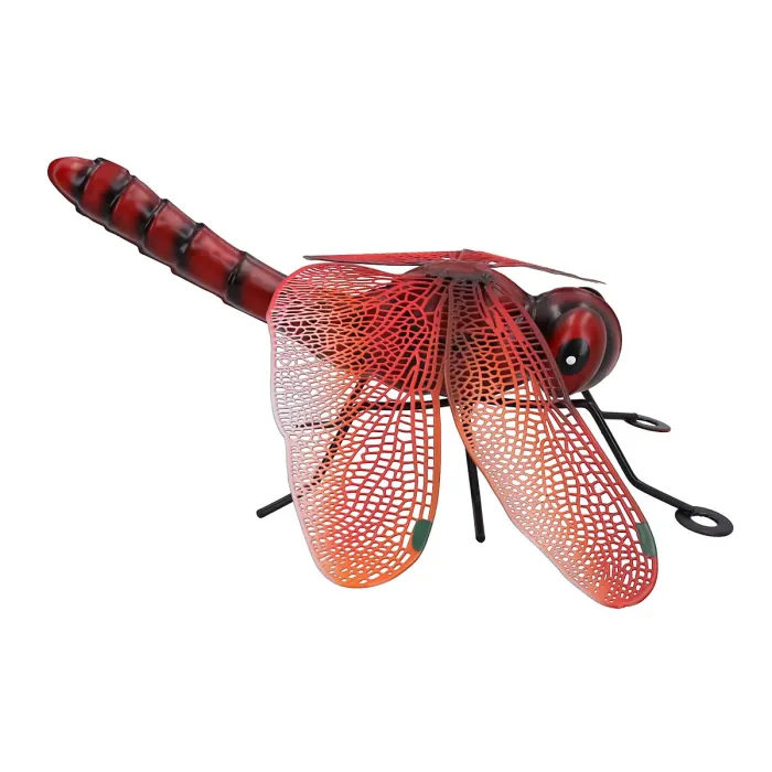 Small Metal Red Dragonfly Garden/Home Wall Art Ornament Gift 7x22x31cm