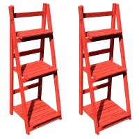 3 Shelf Tier Wooden Garden Planter Plant Display Rack Holder Flowers Herbs 2pc