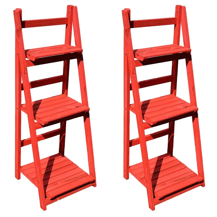 3 Shelf Tier Wooden Garden Planter Plant Display Rack Holder Flowers Herbs 2pc