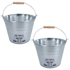 5L Galvanised Steel Metal Bucket Pail Water Coal Greenhouse Garden Plants 2PK